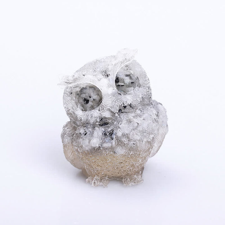 Adorno de piedra preciosa con forma de búho de resina de cristal natural de Olivenorma