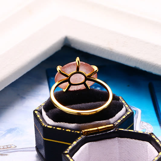 Anillo de cinco puntas de cuarzo fresa natural de Olivenorma
