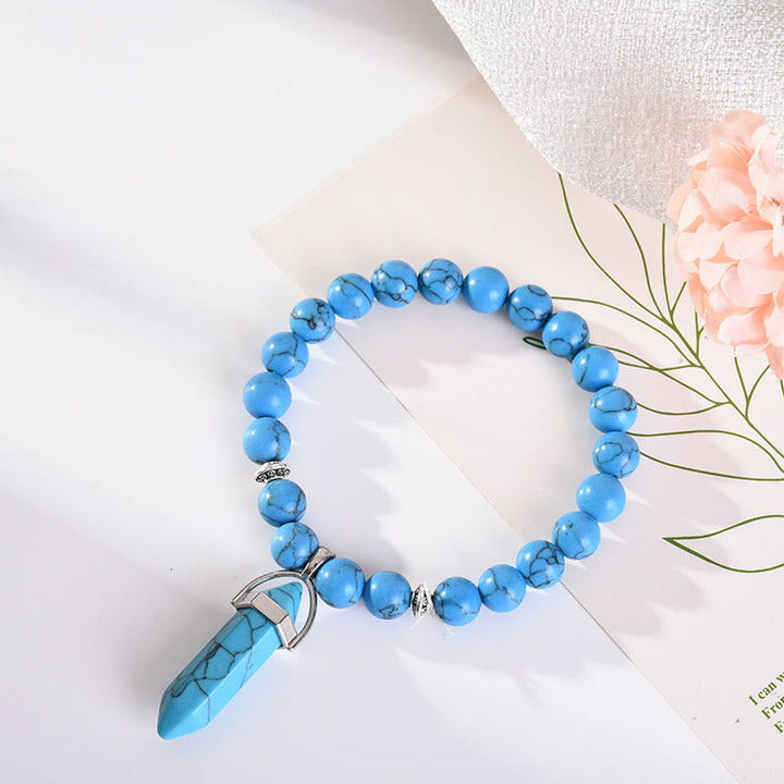 Pulsera con colgante de prisma hexagonal de cristal de 8 mm de Olivenorma