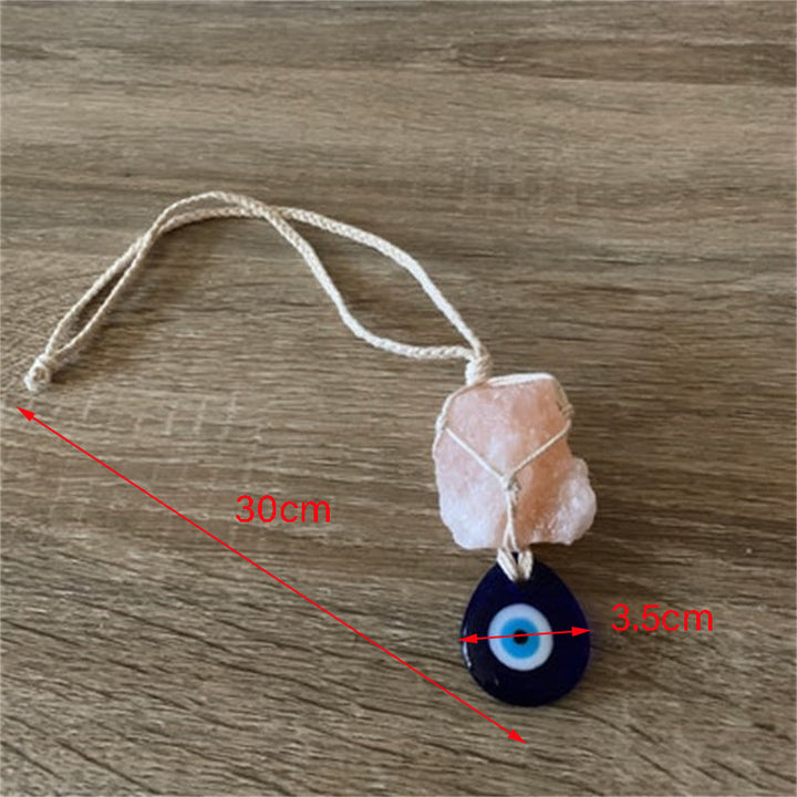 Adorno para coche con piedra de cuarzo rosa original de Olivenorma con forma de ojo malvado 