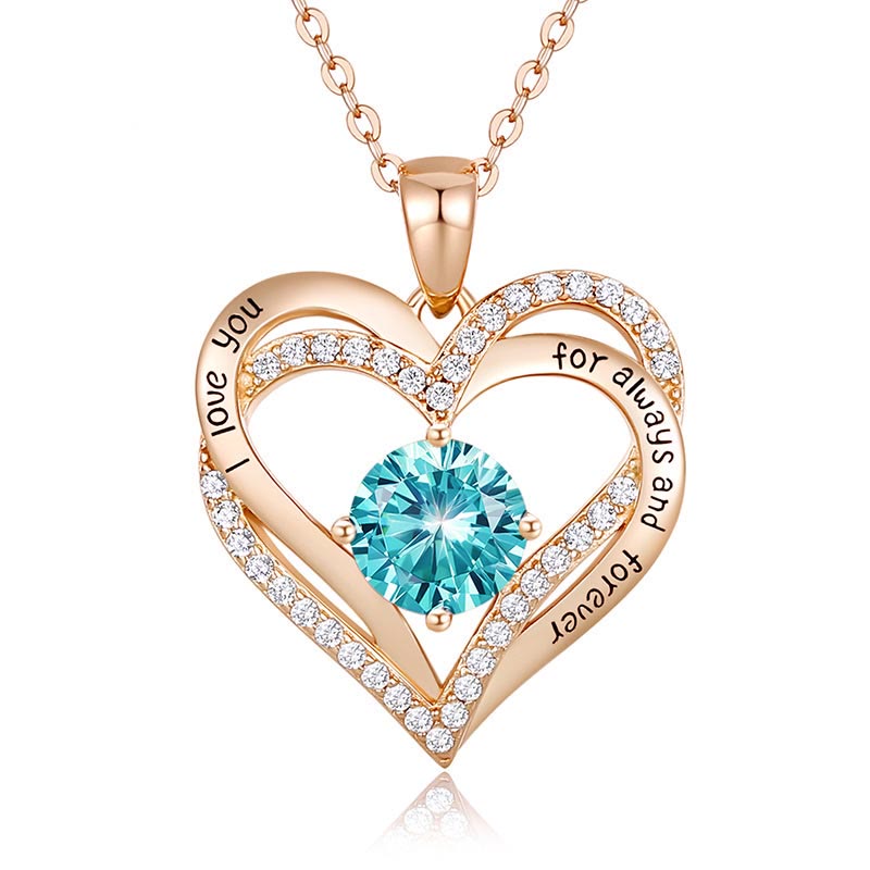 Olivenorma "Te amo por siempre y para siempre" - Collar de corazón en tono de nacimiento 