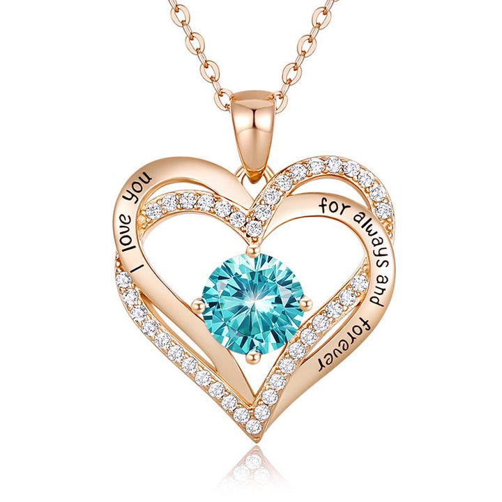 Olivenorma "Te amo por siempre y para siempre" - Collar de corazón en tono de nacimiento 