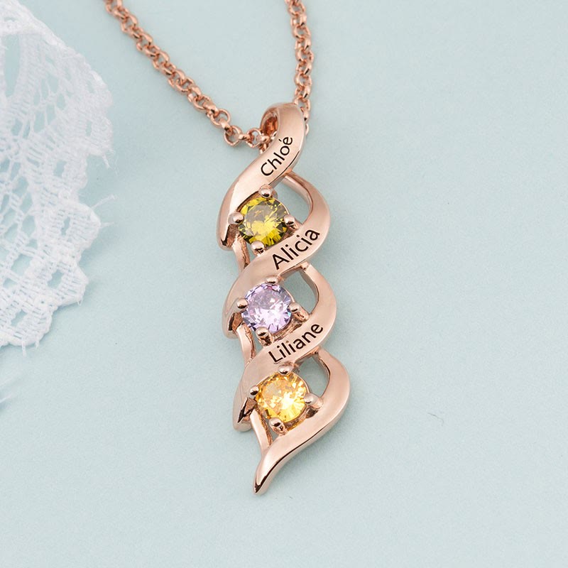 Collar personalizado con grabados y piedras de nacimiento del 1 al 6