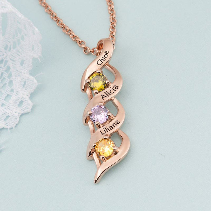 Collar personalizado con grabados y piedras de nacimiento del 1 al 6