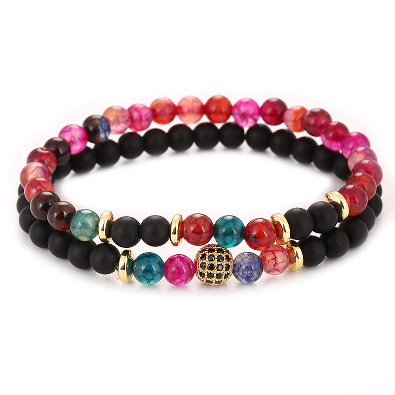 Pulsera de cuentas de cristal natural de dos capas para hombre de Olivenorma