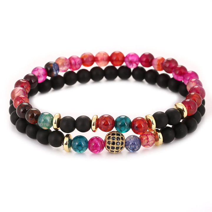 Pulsera de cuentas de cristal natural de dos capas para hombre de Olivenorma