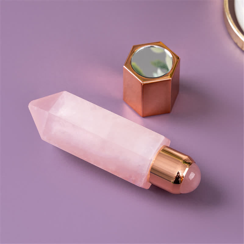 Varitas de cristal con aceite esencial energético de cuarzo rosa de olivenorma