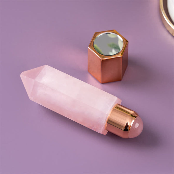 Varitas de cristal con aceite esencial energético de cuarzo rosa de olivenorma