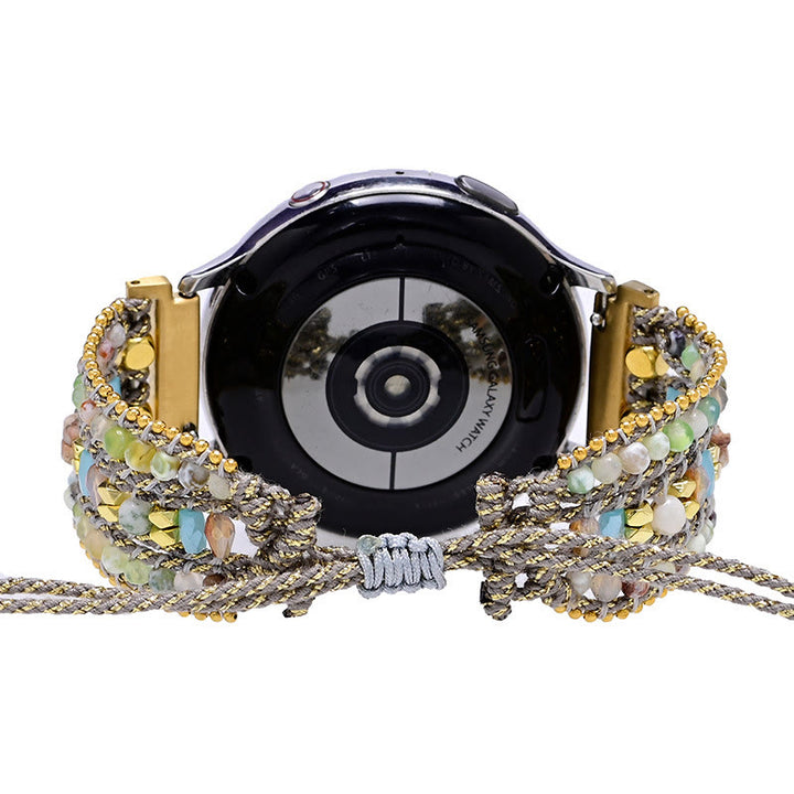 Pulsera Samsung con correa trenzada gris y cuentas de cristal de Olivenorma