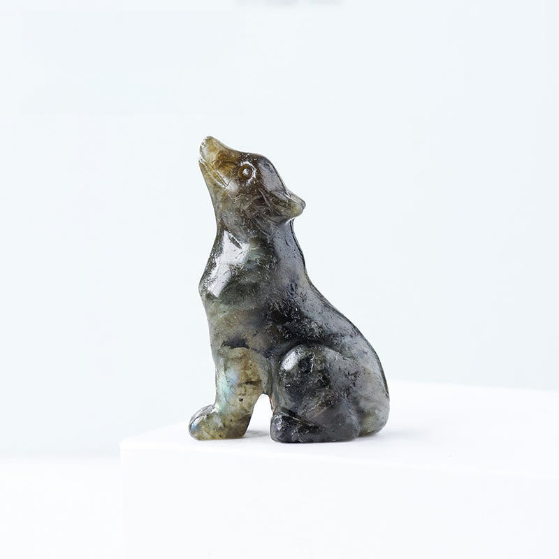 Adorno de piedra preciosa con forma de niño lobo de cristal natural de Olivenorma 