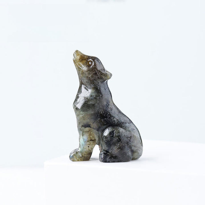 Adorno de piedra preciosa con forma de niño lobo de cristal natural de Olivenorma 