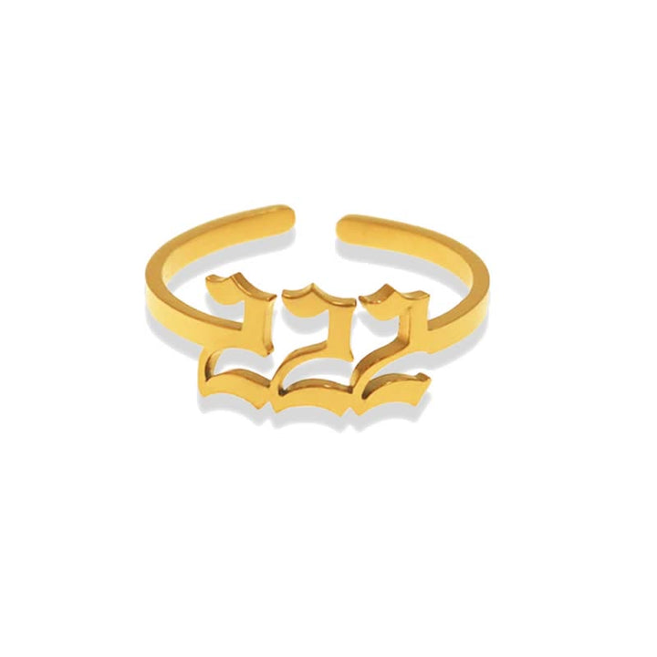 Anillo de la suerte minimalista con número angelical
