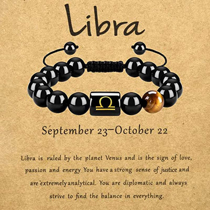 Pulsera del zodíaco de obsidiana y ojo de tigre de Olivenorma