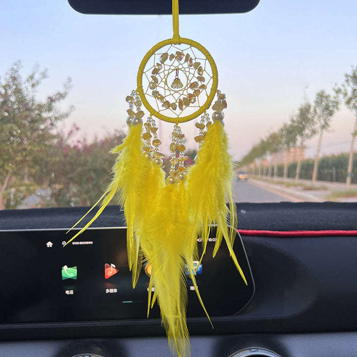 Atrapasueños colgante tejido a mano para espejo retrovisor de coche de Olivenorma 