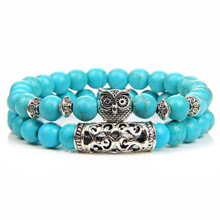 Pulsera de cuentas de cristal natural con forma de búho de Olivenorma 