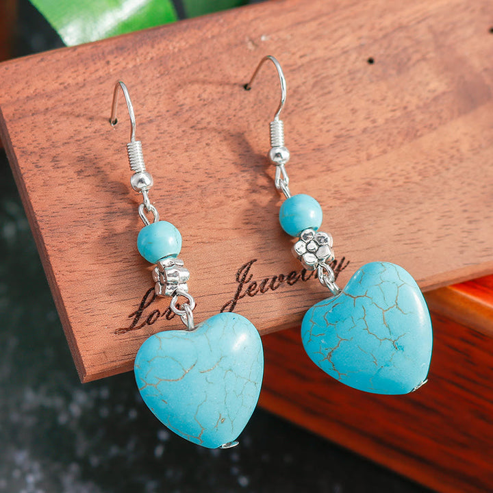 Pendientes colgantes con forma de corazón de turquesa de Olivenorma