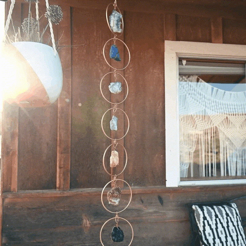 Decoración de pared con piedras preciosas de cristal crudo de Olivenorma Chakra