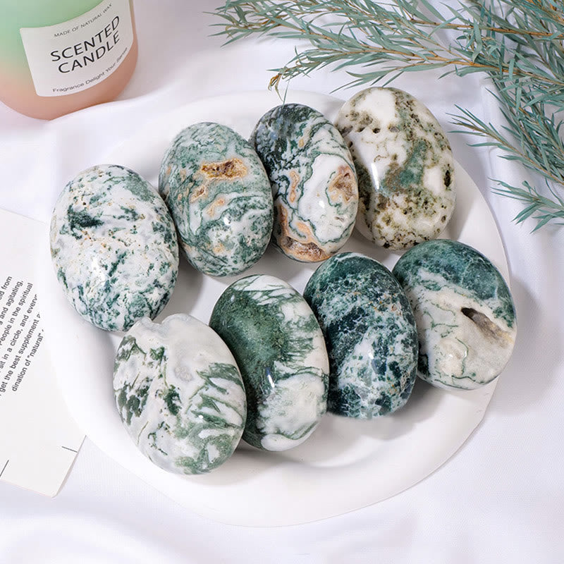 Compresa caliente de ágata musgosa de Olivenorma para masajes de belleza con piedra natural