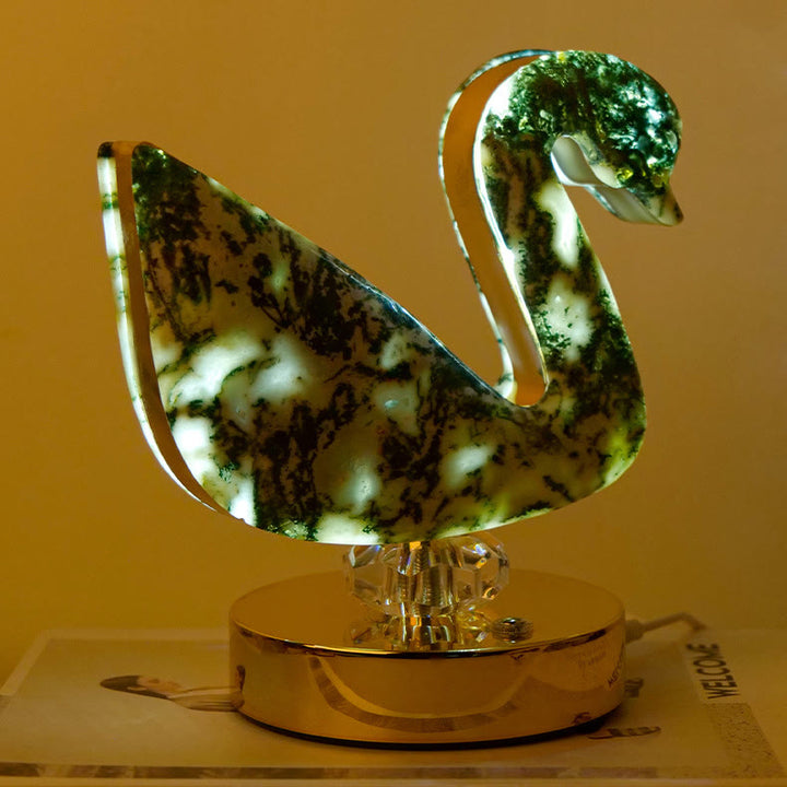 Lámpara de mesa de noche de piedra de cristal natural Olivenorma Decoración con piedras preciosas