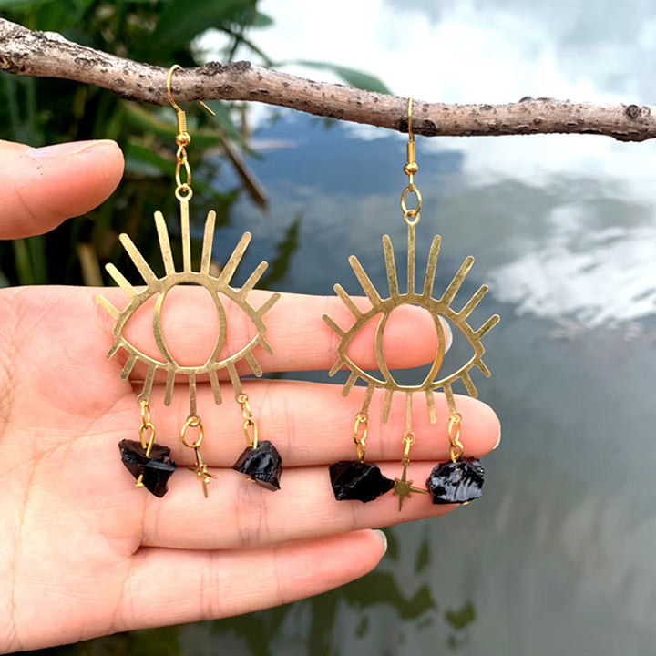 Pendientes de cristal con colgante de estrella y lágrimas de mal de ojo de Olivenorma