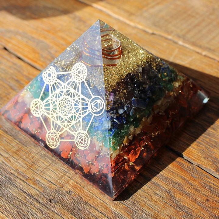 Pirámide de orgón Cubo de Metatrón Chakra Olivenorma 