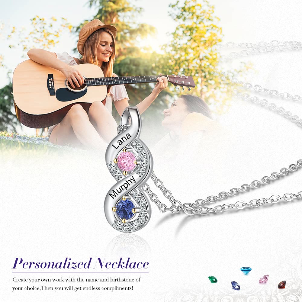 Collar con nombre grabado en piedra natal para mujer de Olivenorma