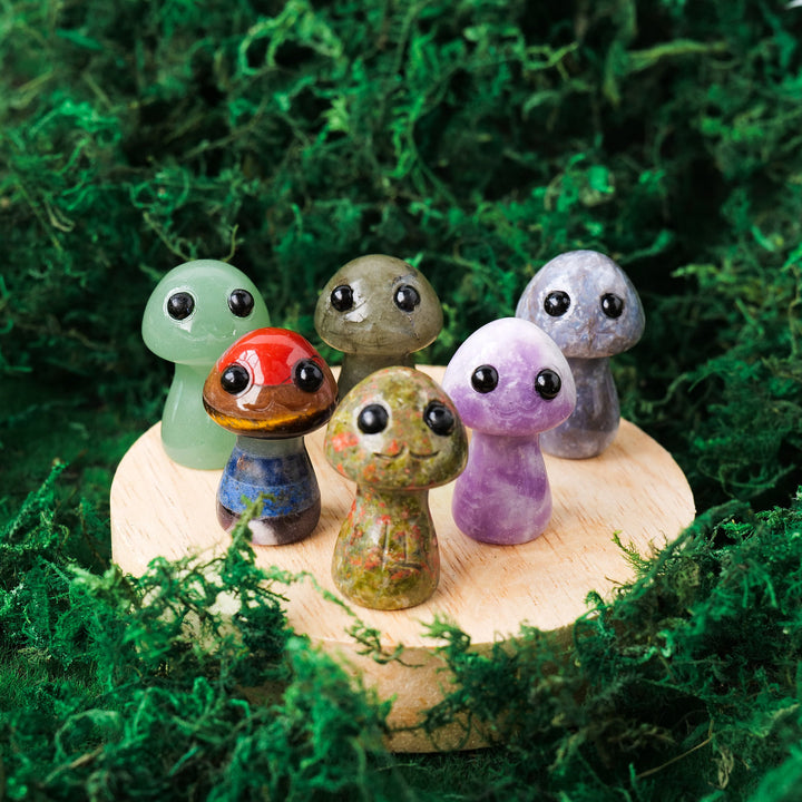 Adornos de piedras preciosas para mascotas con forma de hongo de cristal natural de Olivenorma