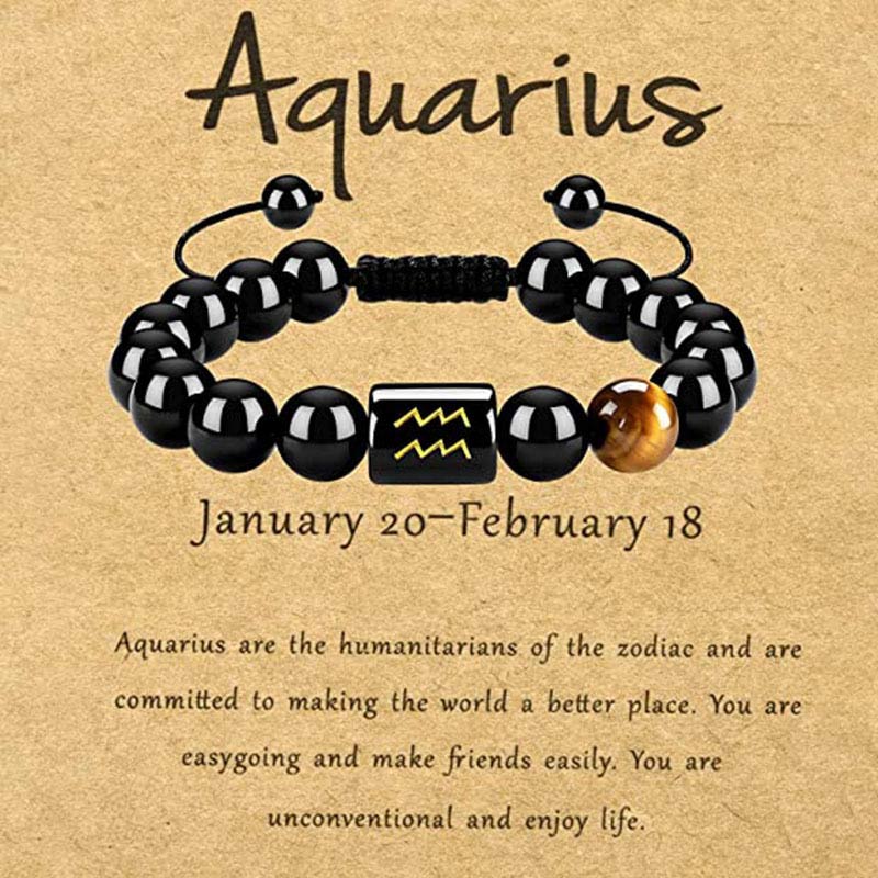Pulsera del zodíaco de obsidiana y ojo de tigre de Olivenorma