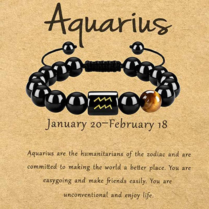 Pulsera del zodíaco de obsidiana y ojo de tigre de Olivenorma