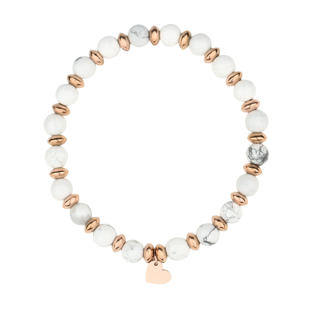 Pulsera con colgante de corazón de metal con cuentas de cristal natural de Olivenorma