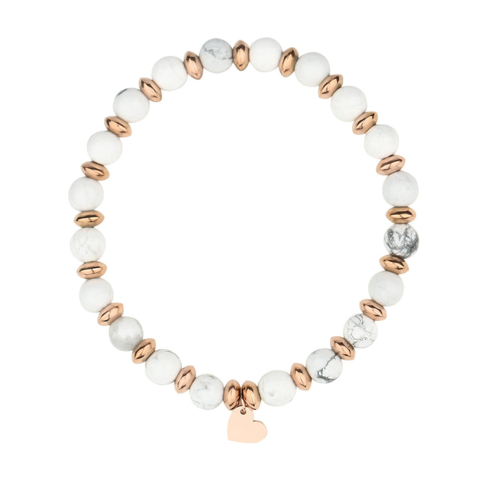 Pulsera con colgante de corazón de metal con cuentas de cristal natural de Olivenorma