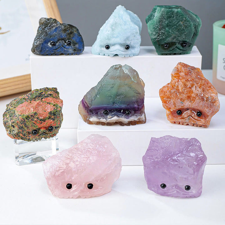 Piedras preciosas de cristal natural en bruto de Olivenorma con forma de erizo elfo