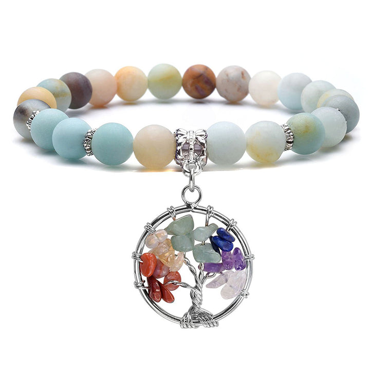 Pulsera de amatista con el árbol de la vida de los chakras.