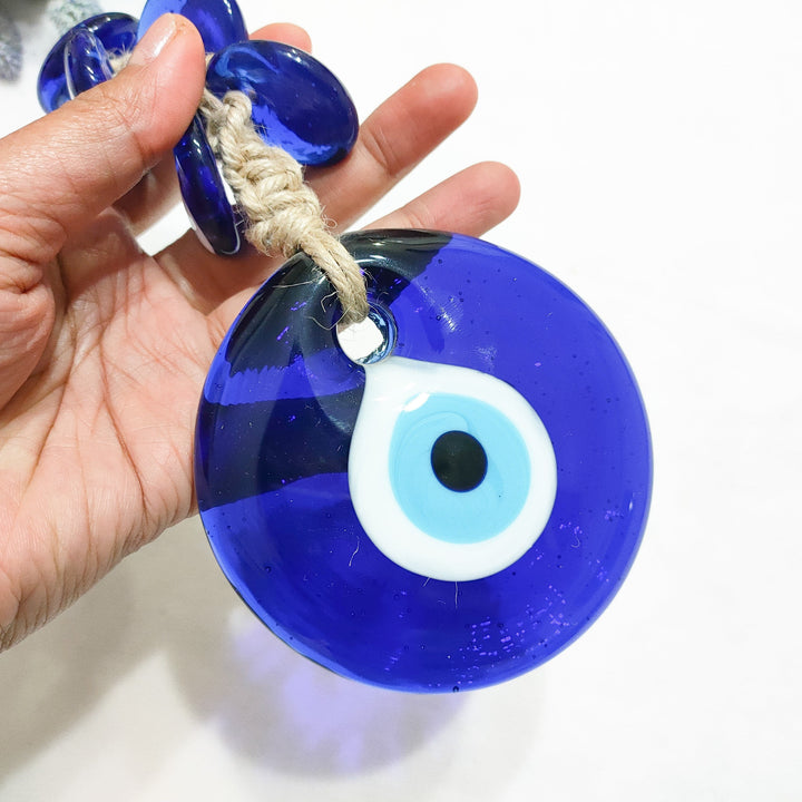 Adorno decorativo para colgar en la pared de cristal azul con forma de ojo malvado de Olivenorma