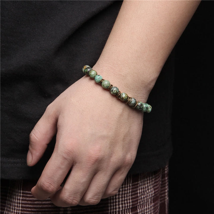 Pulsera elástica de yoga con cuentas de piedra natural pulida de 8 mm de Olivenorma