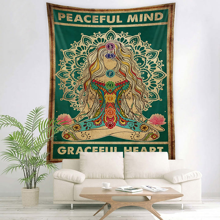 Tapiz con patrón de chakras para meditación de yoga de Olivenorma