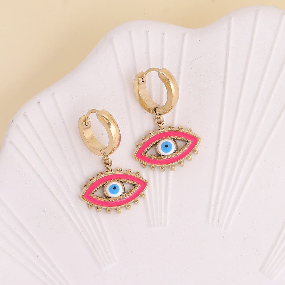 Pendientes de ojo malvado de resina epoxi de color Olivenorma