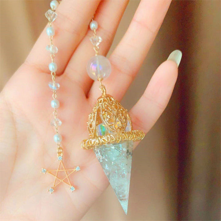 Péndulo de la suerte con forma de estrella de cristal transparente de Olivenorma