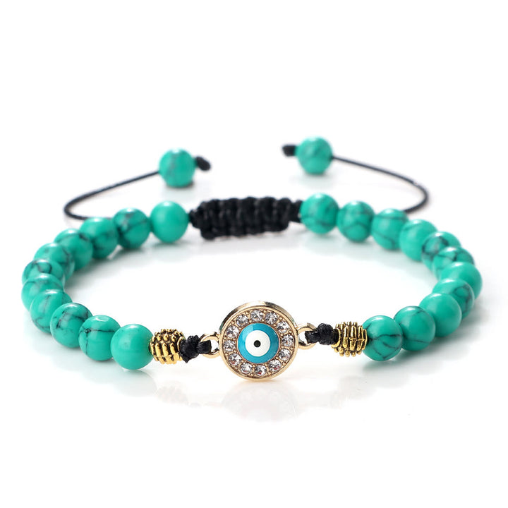 Pulsera de cuentas de circonita de piedra natural de 6 mm de Olivenorma 