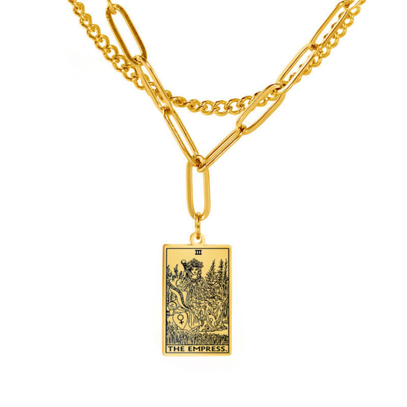 Collar de doble cadena con la carta del tarot de Olivenorma