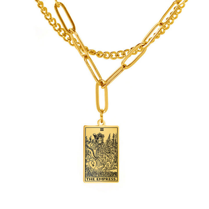 Collar de doble cadena con la carta del tarot de Olivenorma