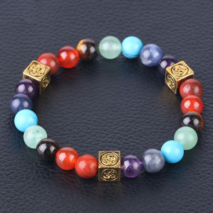 Pulsera de yoga de 7 chakras con cuentas multicolor de Olivenorma