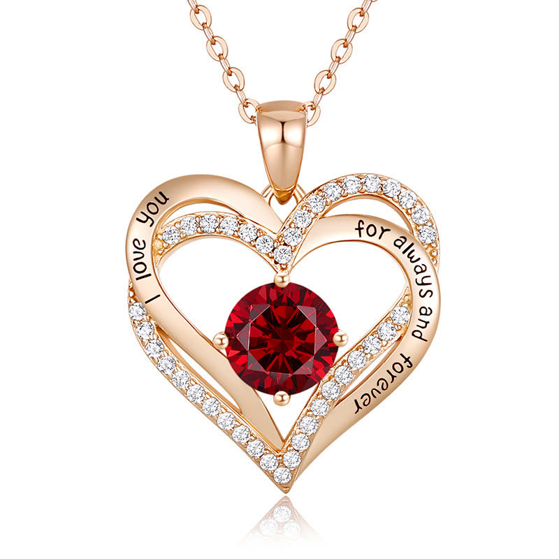 Olivenorma "Te amo por siempre y para siempre" - Collar de corazón en tono de nacimiento 