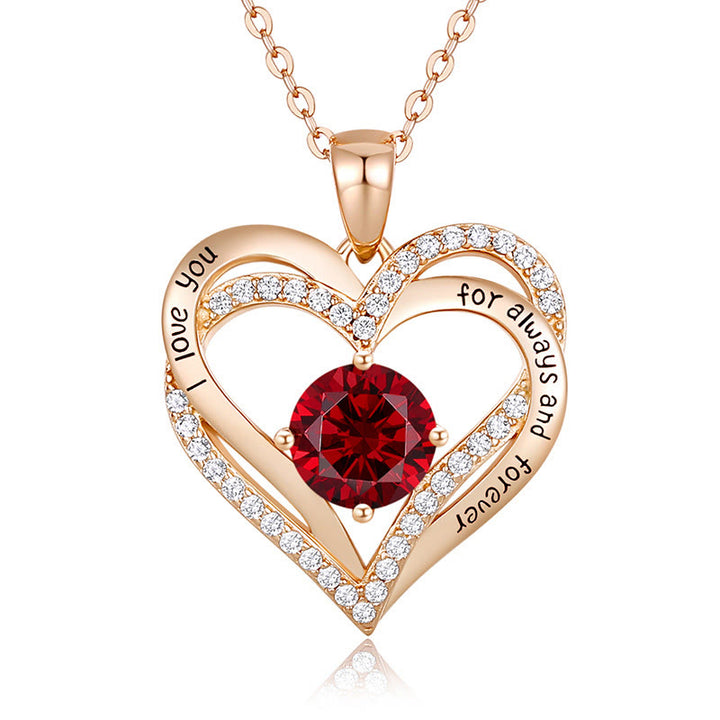 Olivenorma "Te amo por siempre y para siempre" - Collar de corazón en tono de nacimiento 