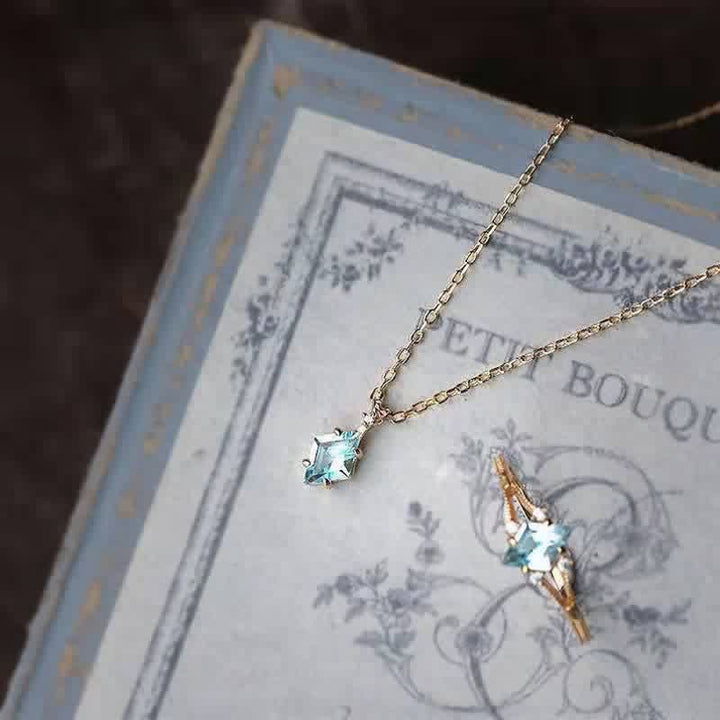 Collar de turmalina Paraiba rómbica delicada de Olivenorma
