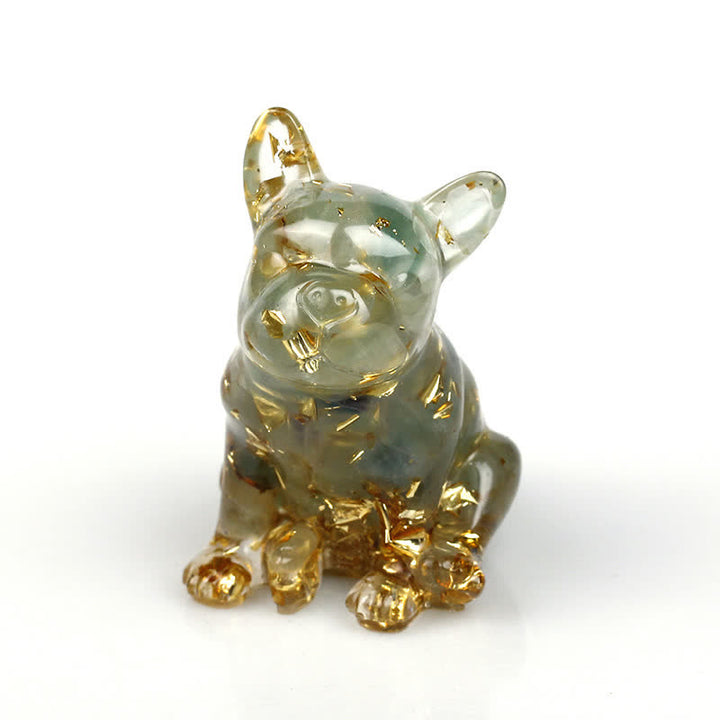 Adorno con piedras preciosas de bulldog francés de cristal de Olivenorma