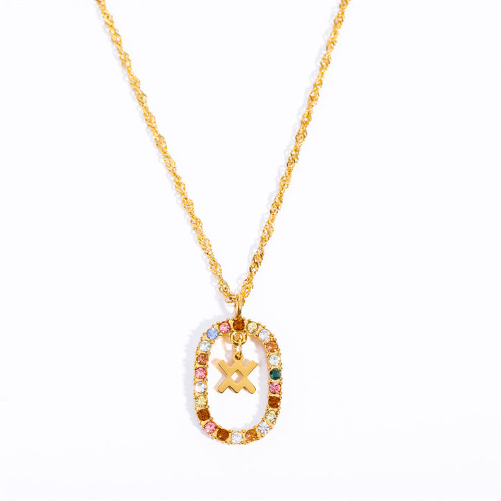 Collar con constelación del zodiaco ovalada calada con circonitas de Olivenorma 