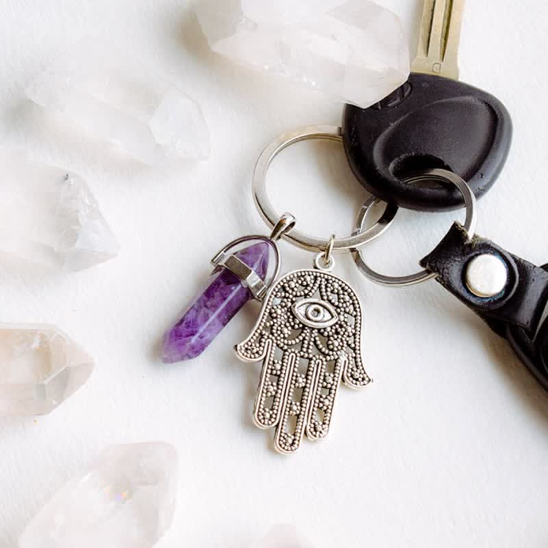 Llavero de cristal con la mano de Fátima inspiradora de Olivenorma