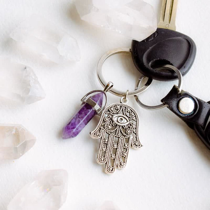 Llavero de cristal con la mano de Fátima inspiradora de Olivenorma