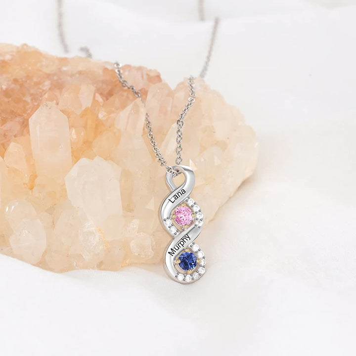 Collar con nombre grabado en piedra natal para mujer de Olivenorma